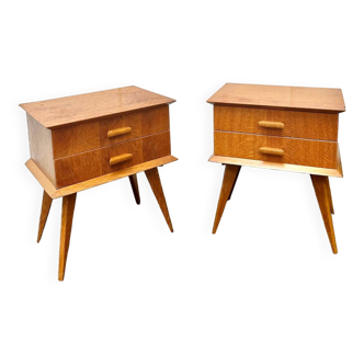 Pair of bedside tables with compass legs