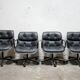 Black leather armchair by Charles Pollock for Knoll International