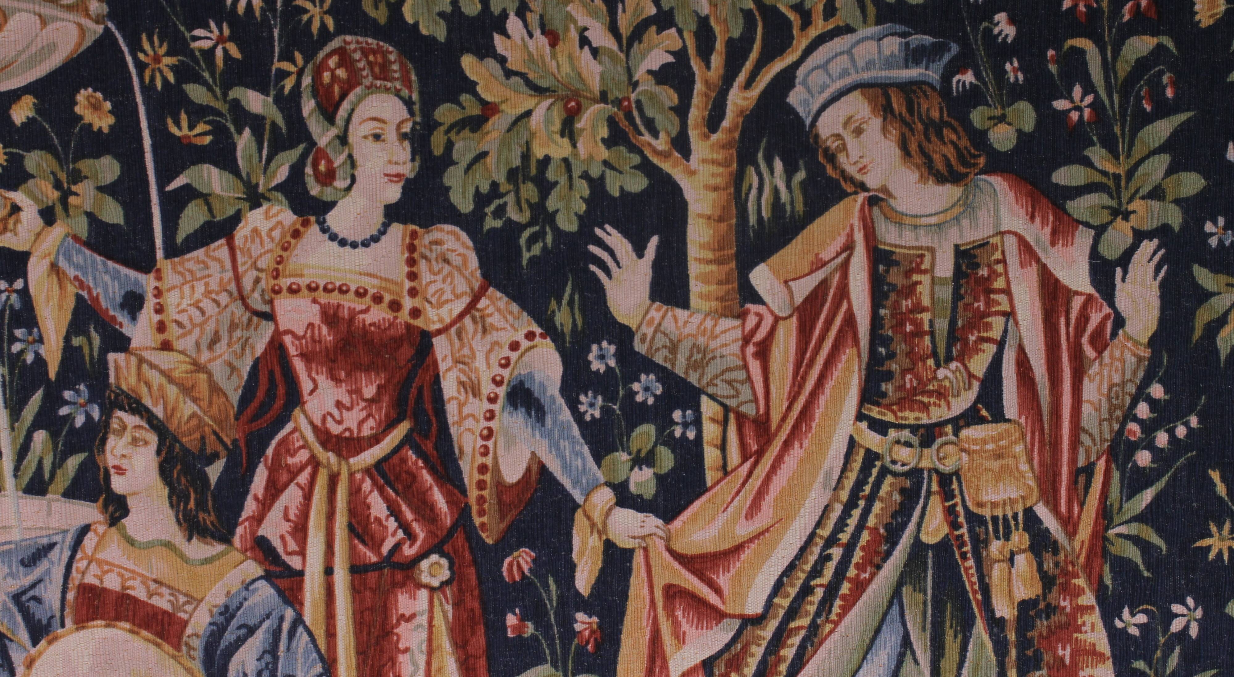 tapestry depicting a mille-feuille and a village festival "Concert"