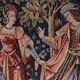 tapestry depicting a mille-feuille and a village festival "Concert"