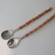 Bamboo and stainless steel salad cutlery, 1960 Japan
