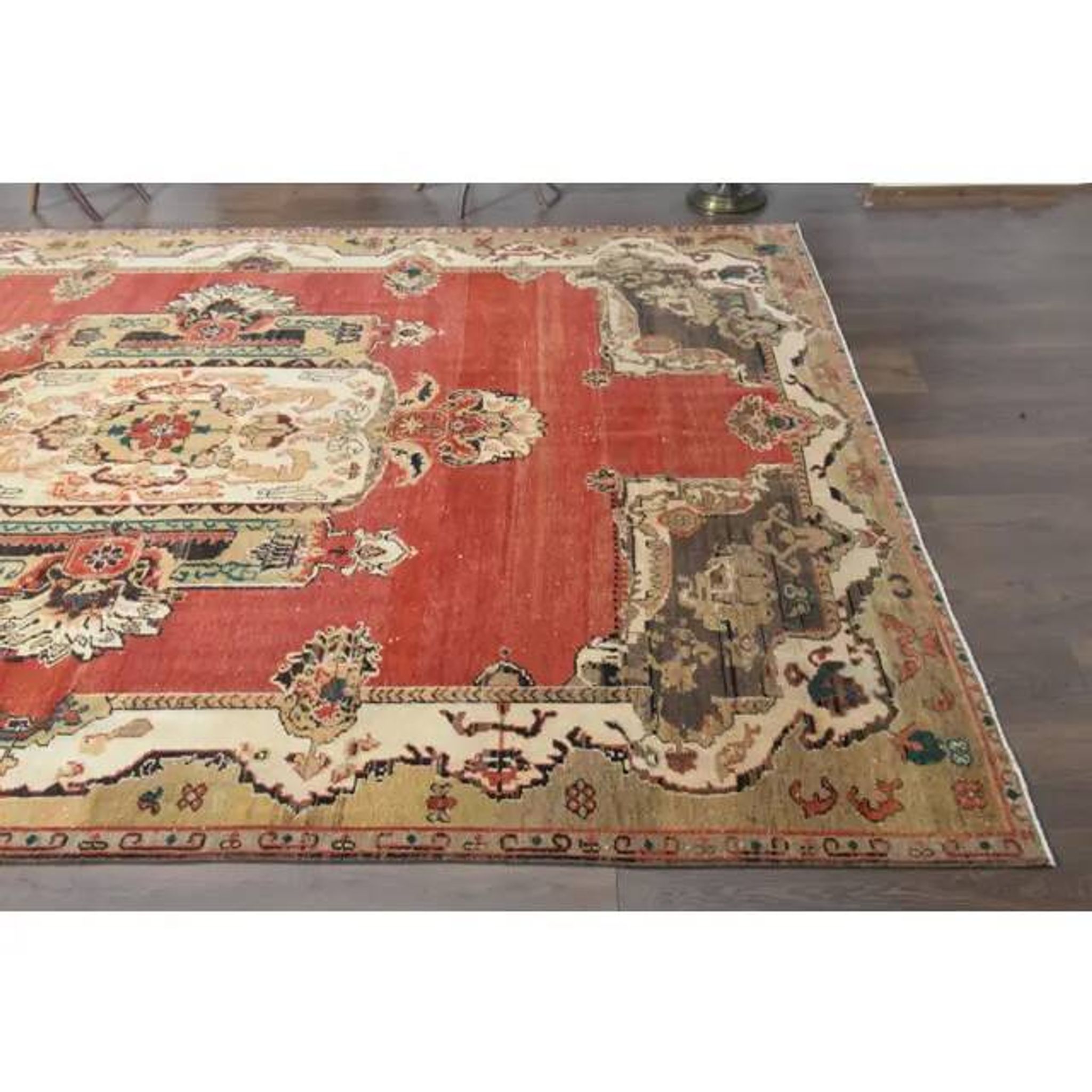 1970s Vintage Turkish Handmade Wool Red Oversized Area Rug 210x318