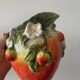 Strawberry shaped pitcher with vintage flowers ceramic pitcher in shape