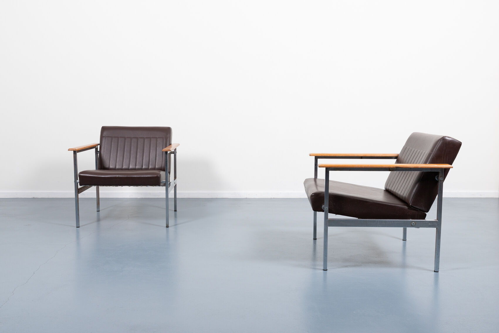 Pair of 1960s architectural armchairs