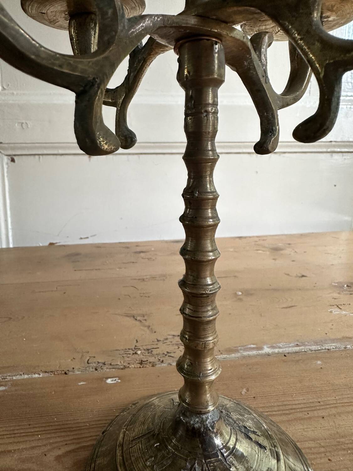 Five-branched brass candlestick