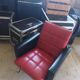 Pair of vintage armchairs in red and black Skai