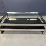 Vintage two-tiered coffee table in 23kt belgochrome, 1970s