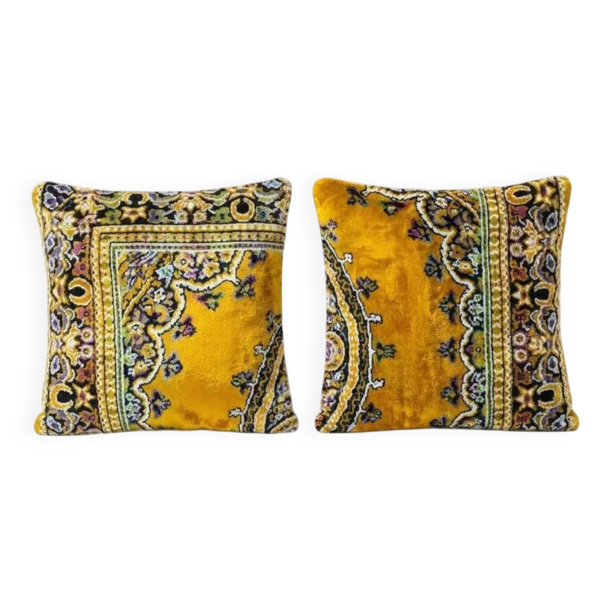 Set of 2 vintage velvet cushion covers 48x51 cm