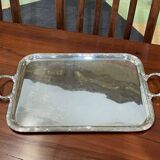 Rectangular tray with LOUIS XVI style handles in silver-plated metal, work from the 1950s
