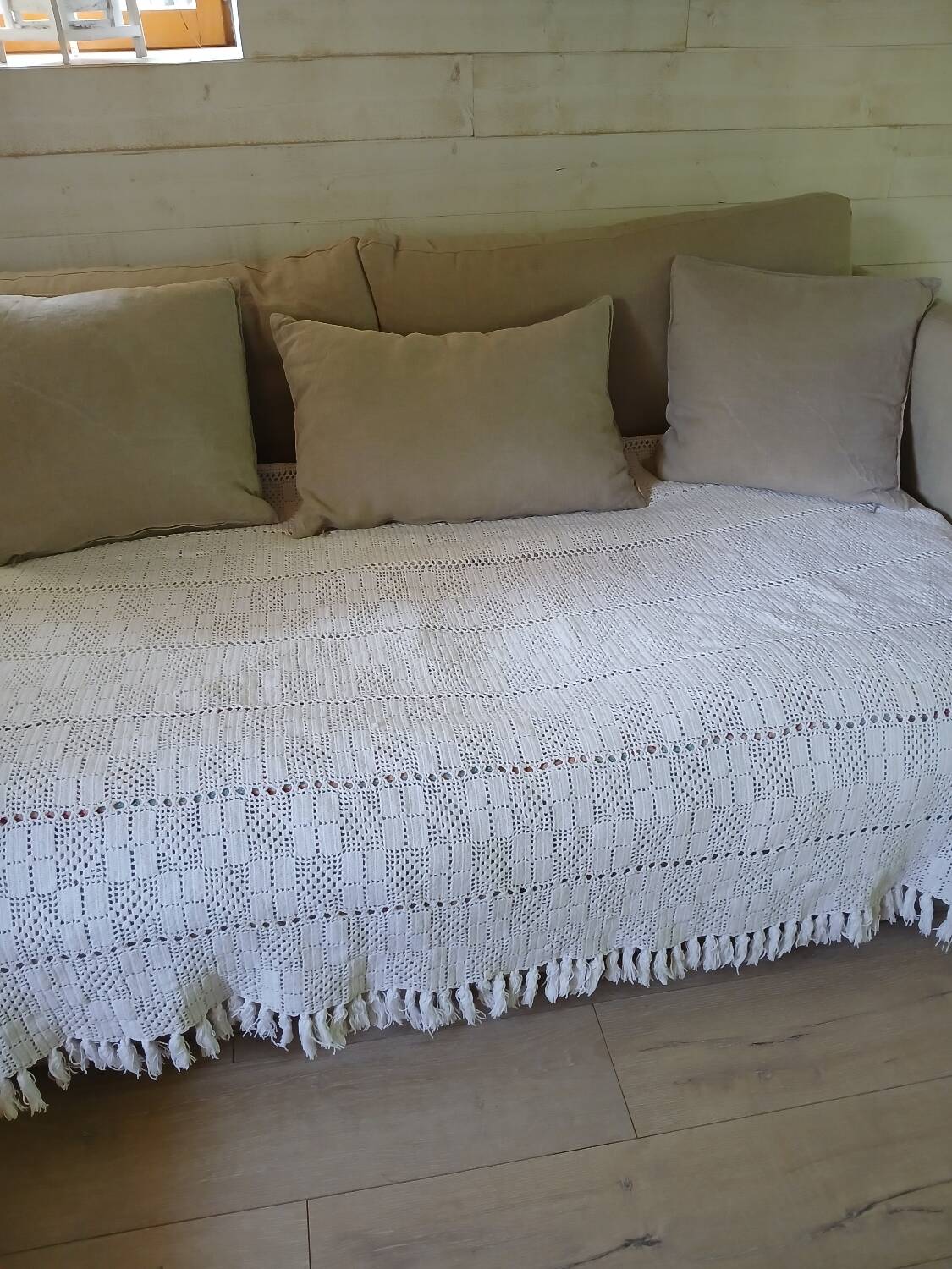 Antique crochet bedspread/plaid