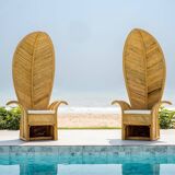 Large rattan “palm” armchair