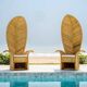 Large "palm" armchair in rattan