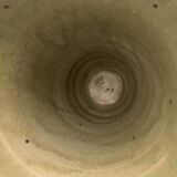Vase en céramique émaillée évasé bleu, jaune vert