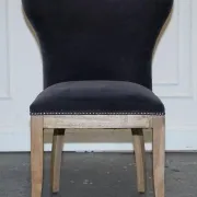Vintage Office or Dining Chair in Navy Blue Velvet with Halo Studs