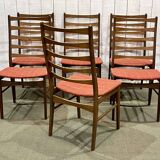 Set of 6 Danish teak chairs with fabric seats - 1960s