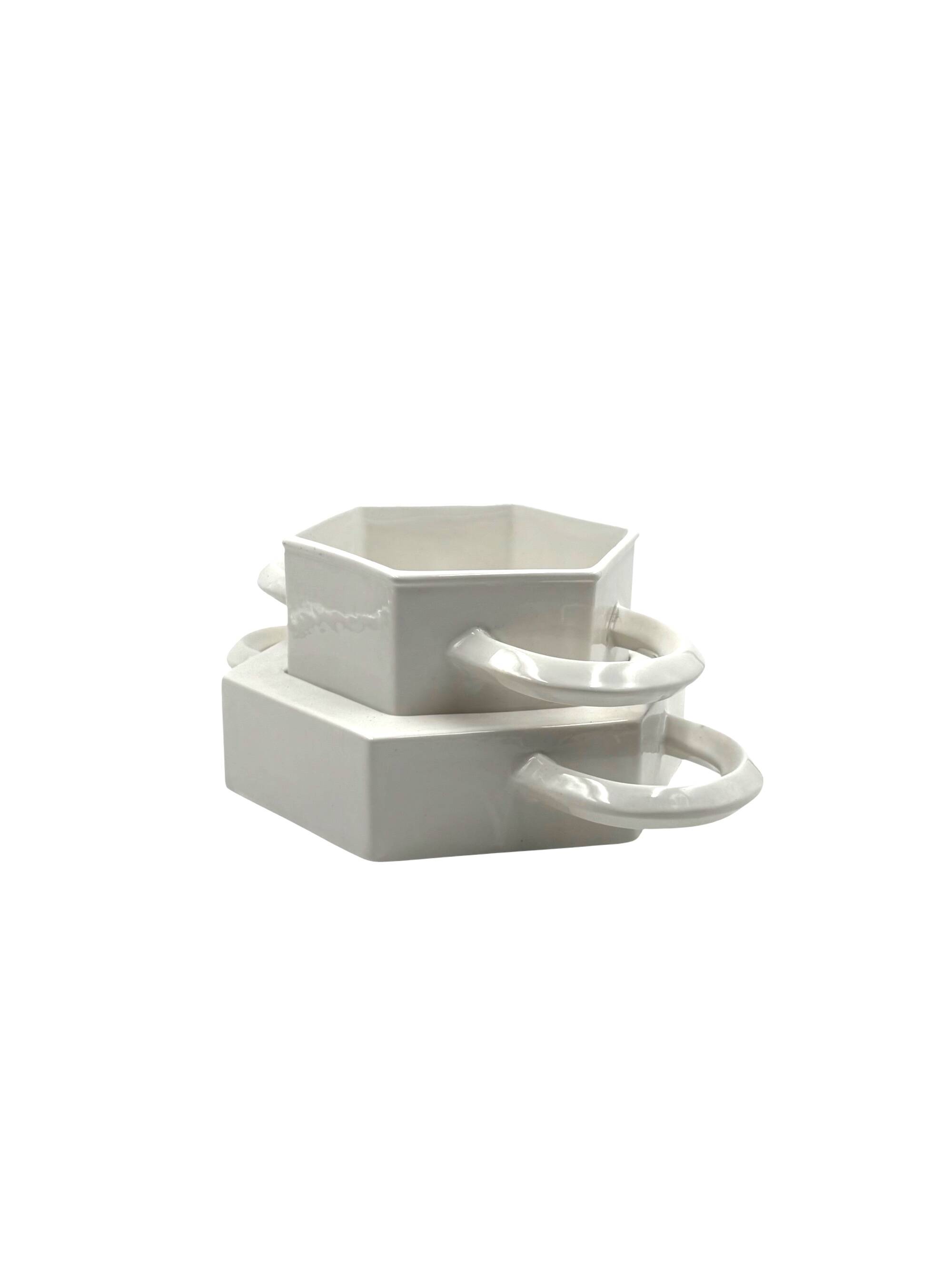 Sergio Asti, white ceramic centerpiece, Gabbianelli Italy ca. 1970
