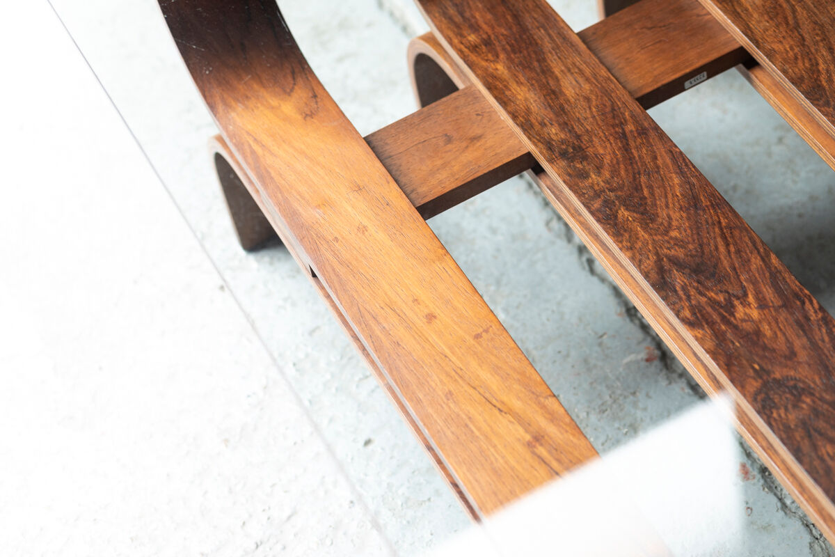 Coffee table with a steam-bent base by Ilse Möbel, 1960’s