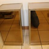 Pair of glass and nickel-plated brass tables from the 1950s