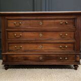19th century Louis XVI style chest of drawers, white marble, fluted 4 drawers