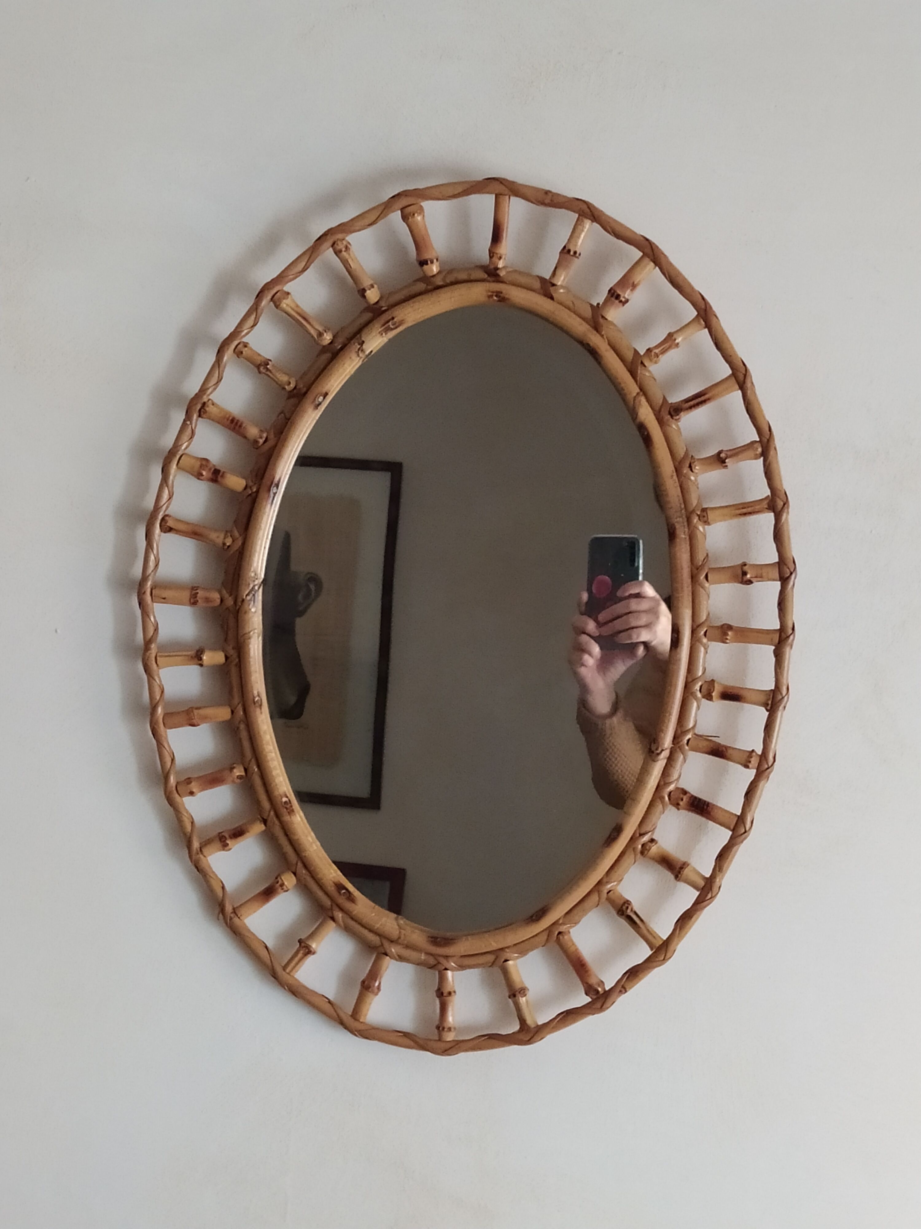 Miroir en bambou vintage