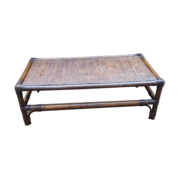 Rattan and cane coffee table
