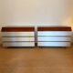 Pair of vintage rosewood and brushed aluminium chests of drawers