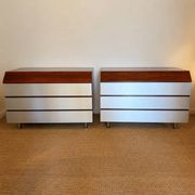 Pair of vintage rosewood and brushed aluminium chests of drawers