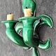 Sconce candlesticks fleur de lys in green ceramic