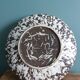 West Germany flat pocket emptier with orange flower decor