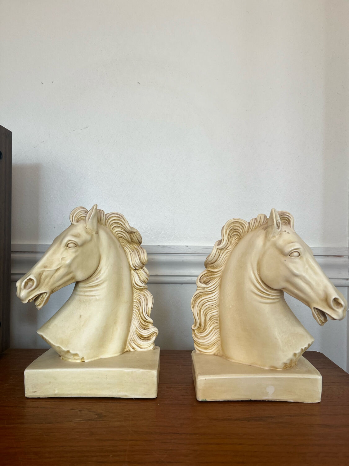 Pair of plaster horse bookends