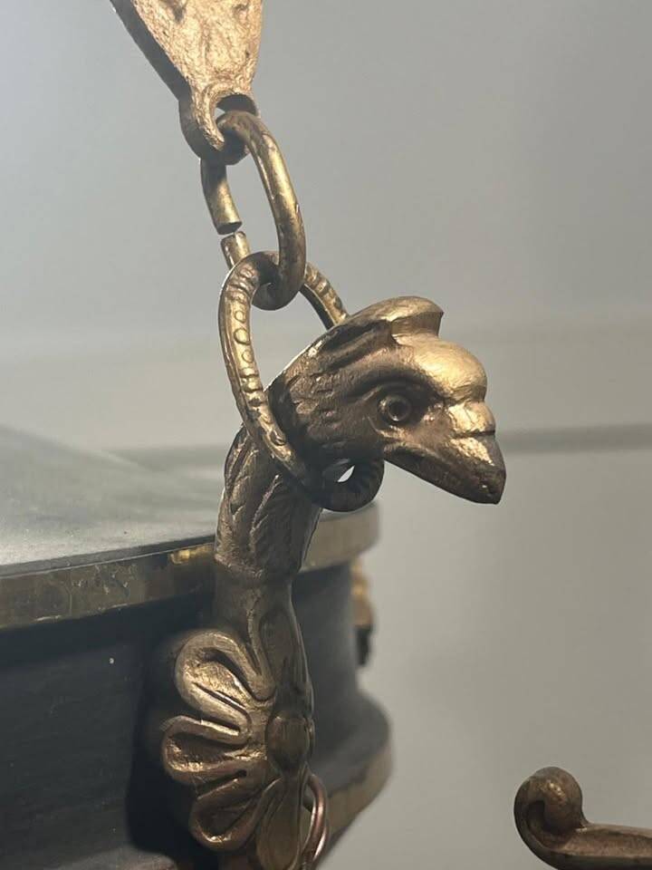 Antique bronze chandelier, Empire style, late 19th century.