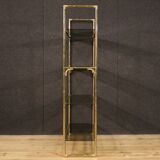 Italian Bookshelf In Golden Metal With Glass Shelves