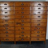 Dutch pine industrial apothecary cabinet, 1950s