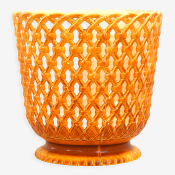 Orange openwork pot cover