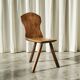 Tripod accent chair Wabi Sabi, hand-carved, 19th century.