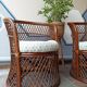 Pair of vintage bamboo rattan armchairs