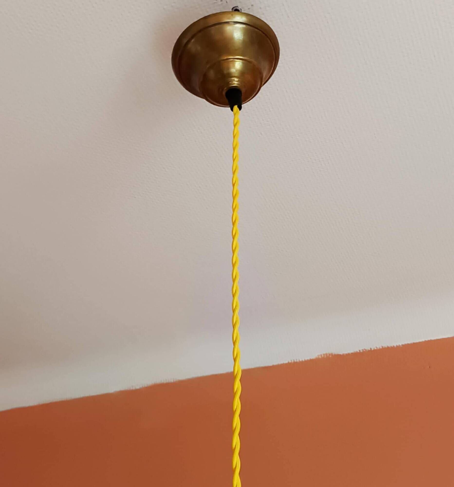 Large cane and rattan vintage bohemian suspension from the 1970s.