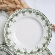 Assiettes plates vertes Moulin des Loups modèle Violetta