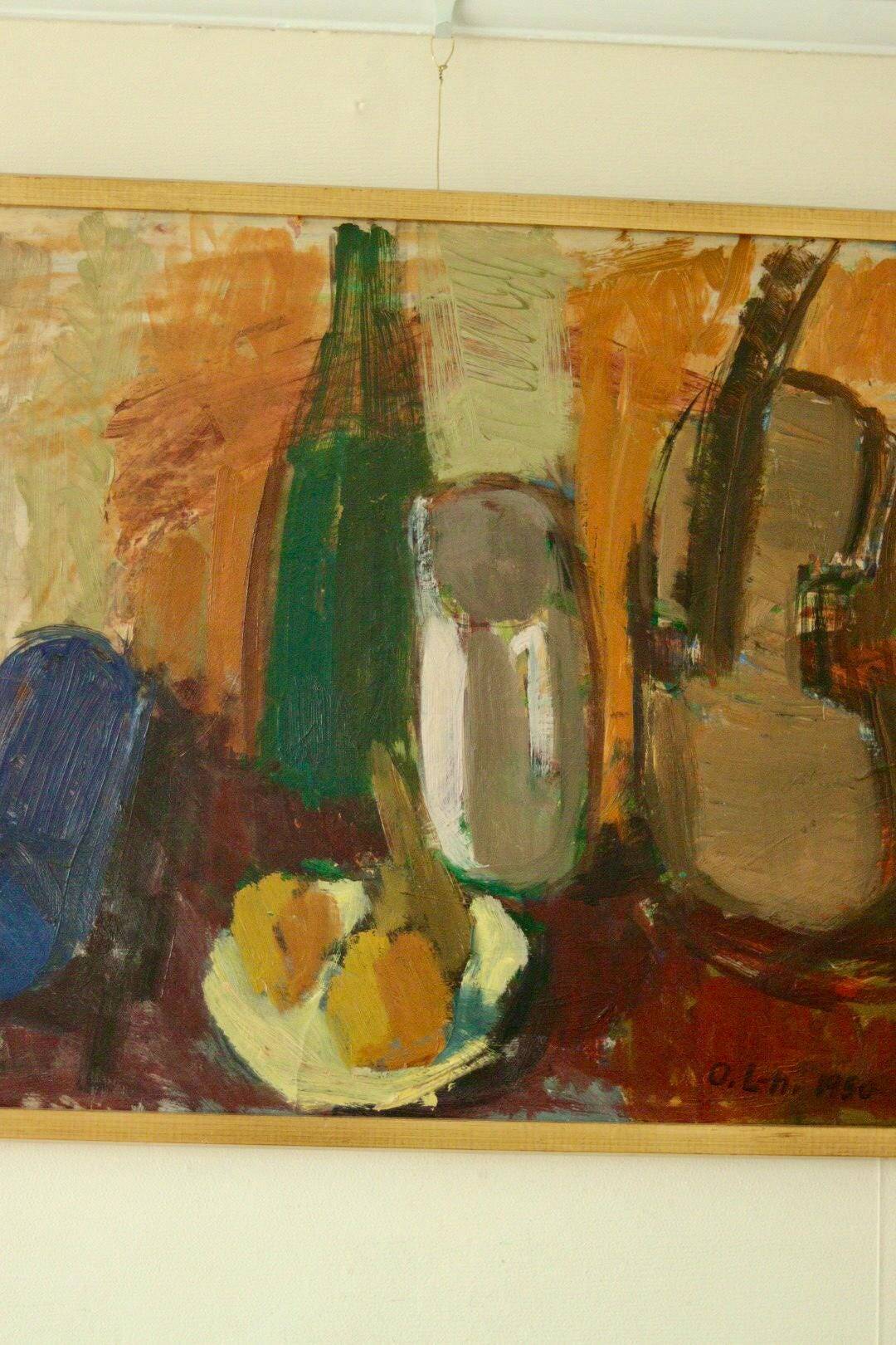 Original Swedish oil on panel – signed "O. Ln", 1950