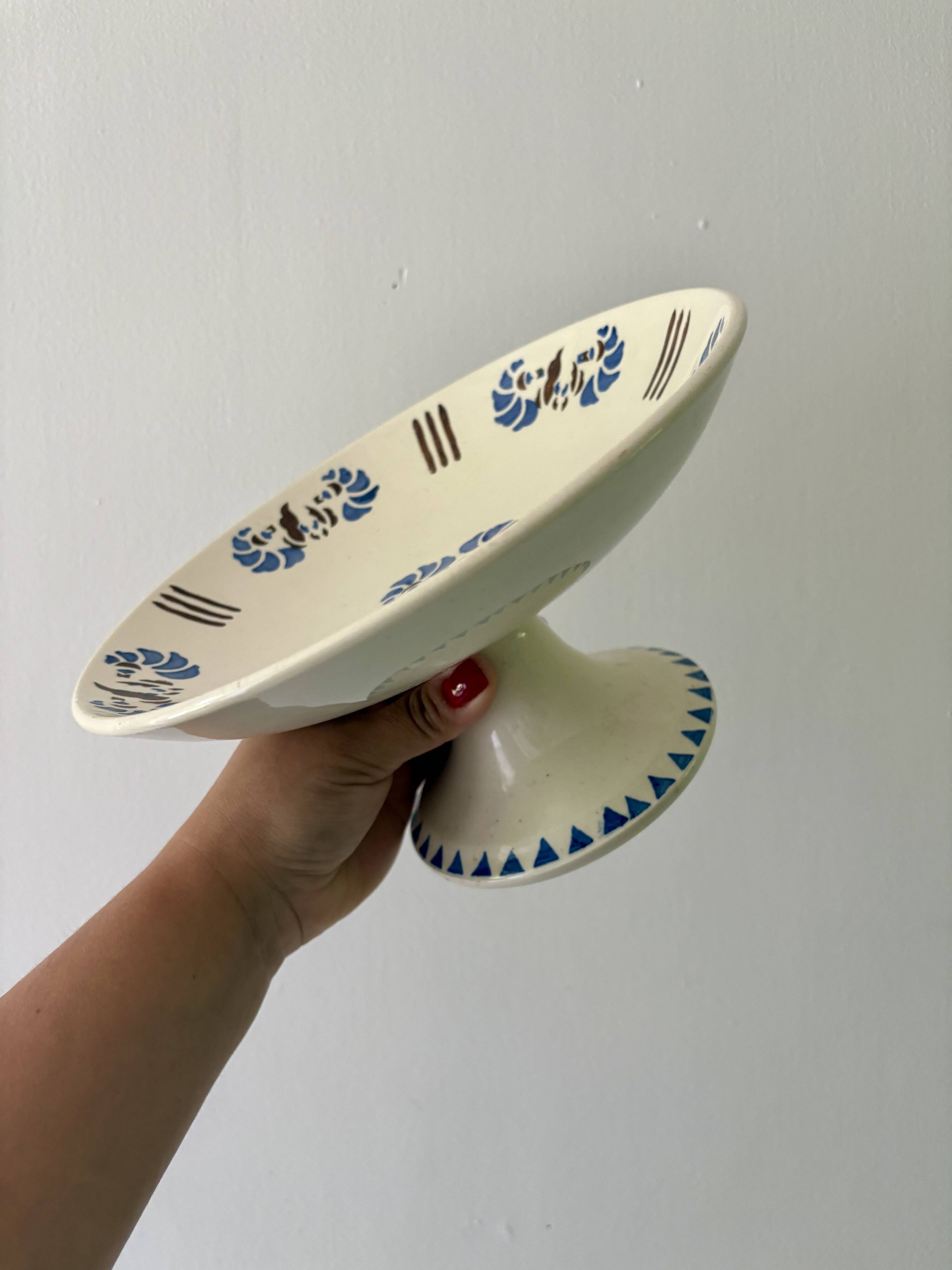 Compote dish or antique footed plate in ironstone - Laval -