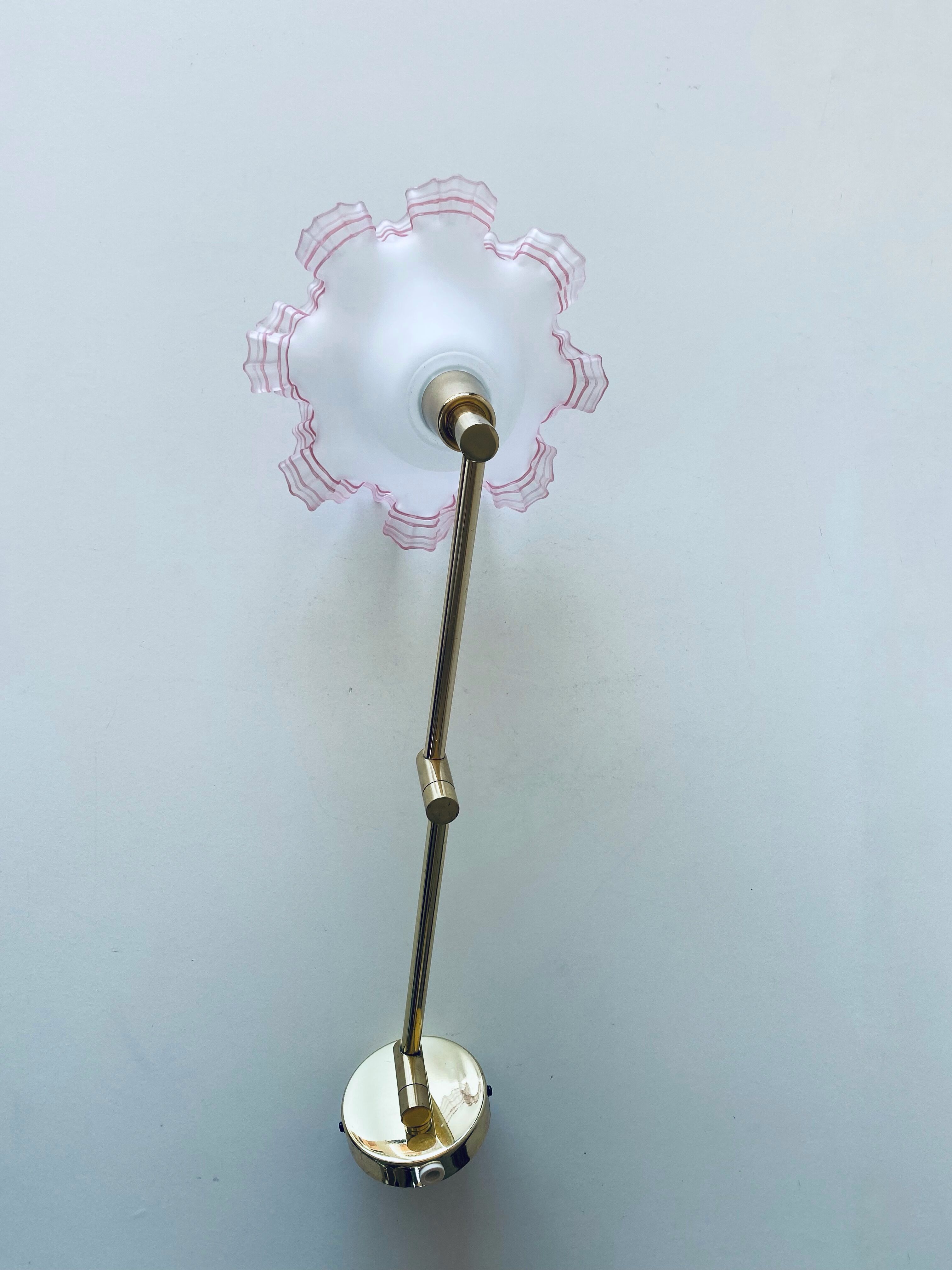 Telescopic wall light, brass and glass
