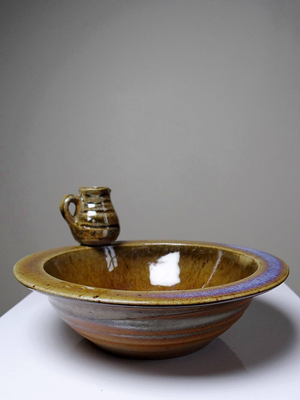 Pretty bowl or small original vintage stoneware cup signed "Marie" La Borne?