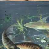Congolese School Aquatic fauna Oil on canvas signed