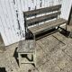 Garden bench in iron and wood and these 2 wooden stools
