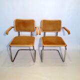 Pair of B64 chairs in leather crust by Marcel Breuer