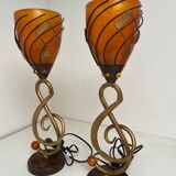 Pair of vintage musical note table lamps