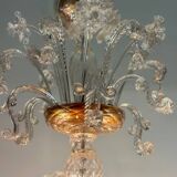 Lustre en verre de murano incolore 8 bras de lumière vers 1890