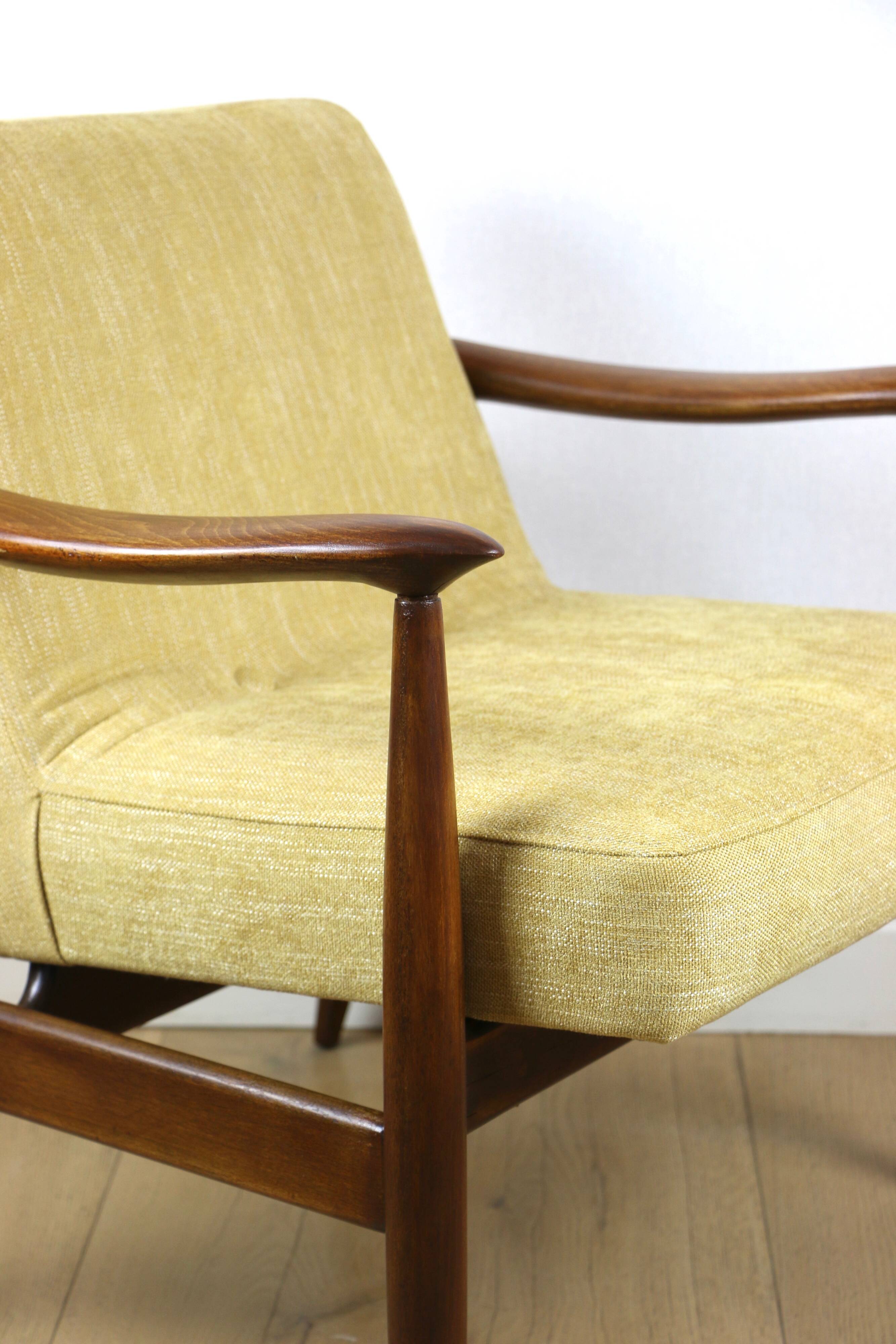 Light Yellow GFM63 Lounge Chair by J. Kedziorek, 1970s