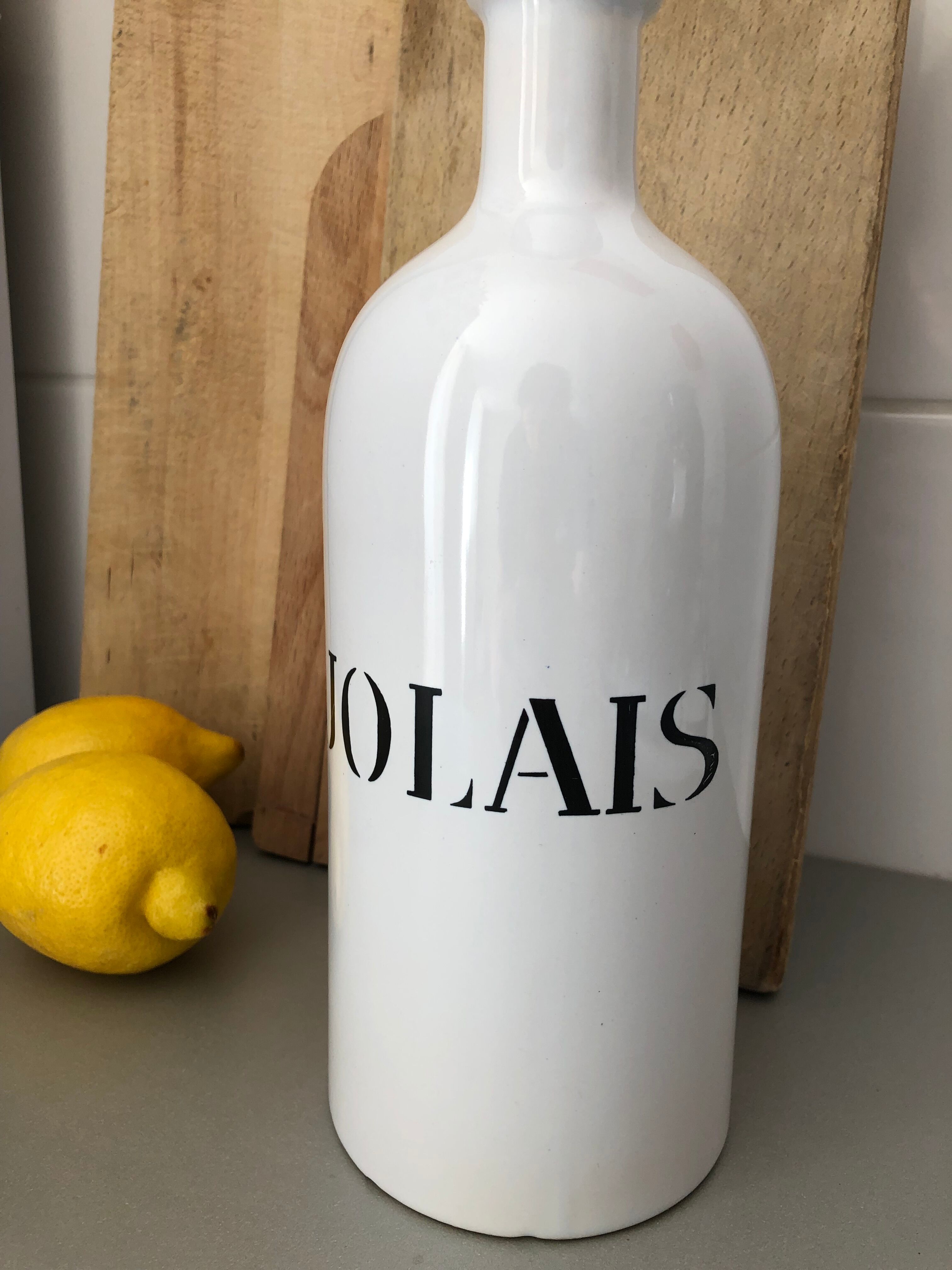 "Beaujolais" white ceramic bottle