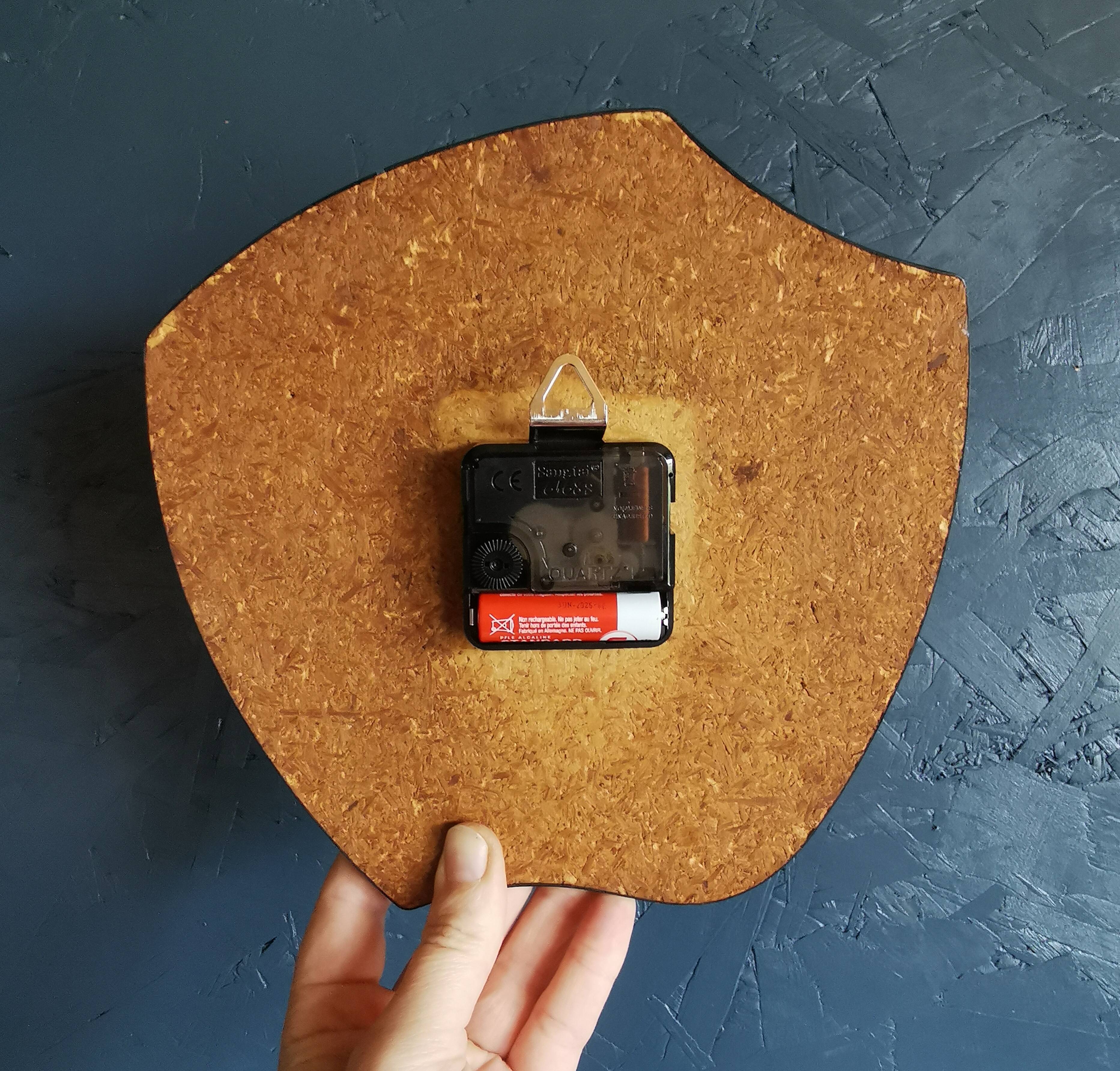 Vintage silent asymmetrical wall pendulum clock "Black and white checkered flowers"